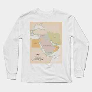 Illustrated map of the Middle East Long Sleeve T-Shirt